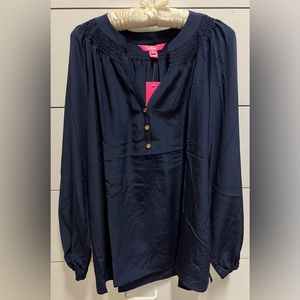 NWT Lilly Pulitzer - Elsa Silk Top - True Navy - Sz L